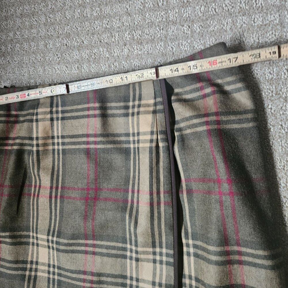 VTG Talbots Midi Skirt 100% Wool Women's SZ 14 Plaid Gray Preppy Academia Work - Picture 10 of 12